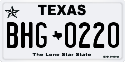 TX license plate BHG0220