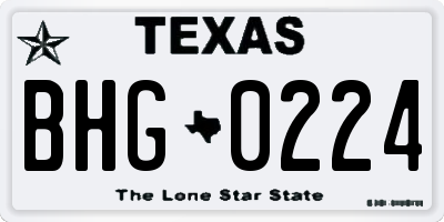 TX license plate BHG0224
