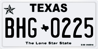 TX license plate BHG0225