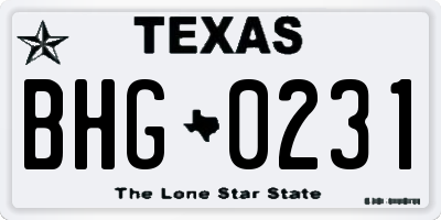 TX license plate BHG0231