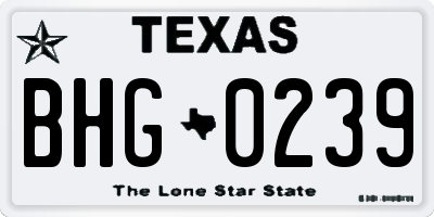 TX license plate BHG0239