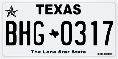 TX license plate BHG0317