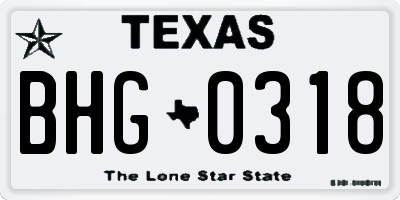 TX license plate BHG0318