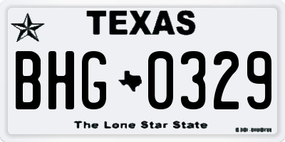 TX license plate BHG0329
