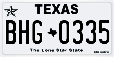 TX license plate BHG0335