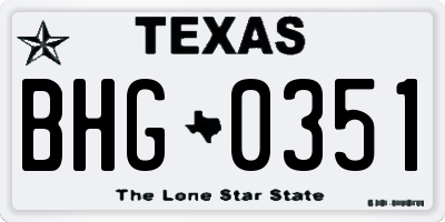TX license plate BHG0351