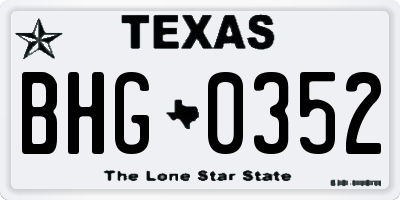 TX license plate BHG0352