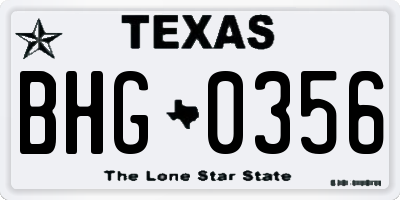 TX license plate BHG0356