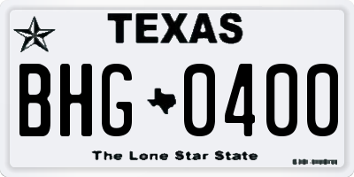 TX license plate BHG0400