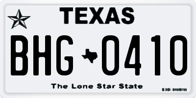TX license plate BHG0410