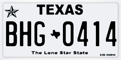 TX license plate BHG0414