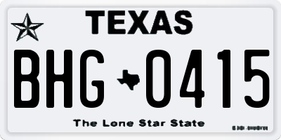 TX license plate BHG0415
