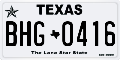 TX license plate BHG0416