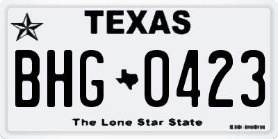 TX license plate BHG0423