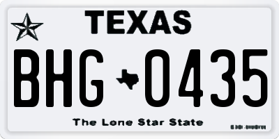 TX license plate BHG0435