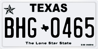 TX license plate BHG0465