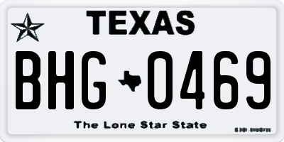 TX license plate BHG0469