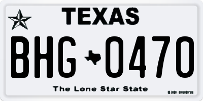 TX license plate BHG0470