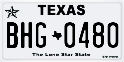 TX license plate BHG0480