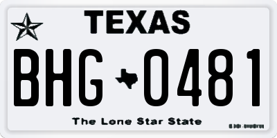 TX license plate BHG0481
