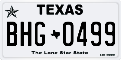 TX license plate BHG0499