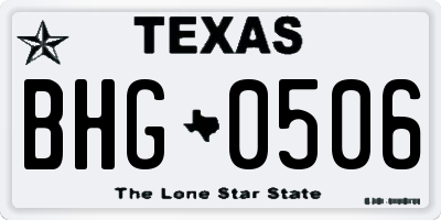 TX license plate BHG0506
