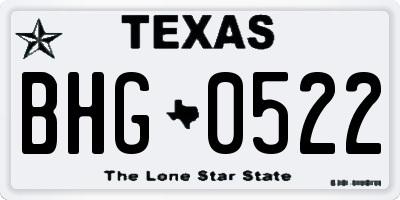 TX license plate BHG0522