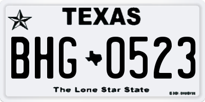 TX license plate BHG0523