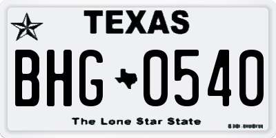 TX license plate BHG0540