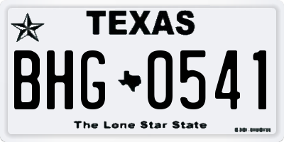 TX license plate BHG0541