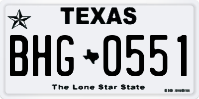 TX license plate BHG0551