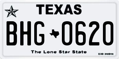 TX license plate BHG0620