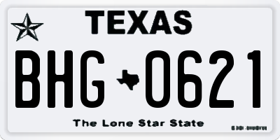 TX license plate BHG0621