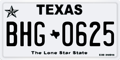 TX license plate BHG0625