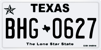 TX license plate BHG0627
