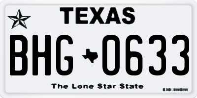 TX license plate BHG0633