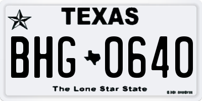 TX license plate BHG0640