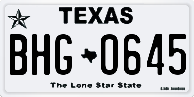 TX license plate BHG0645