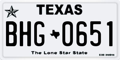 TX license plate BHG0651