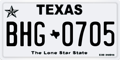 TX license plate BHG0705