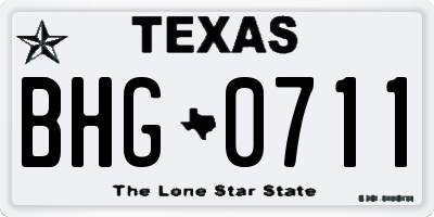 TX license plate BHG0711