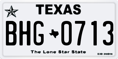 TX license plate BHG0713
