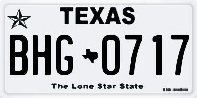 TX license plate BHG0717