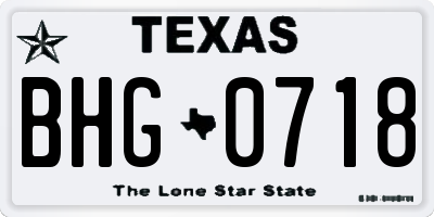 TX license plate BHG0718