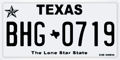 TX license plate BHG0719