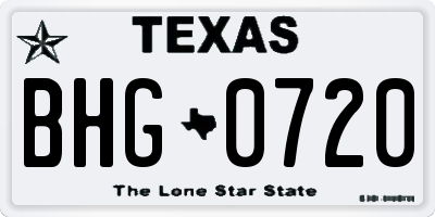 TX license plate BHG0720