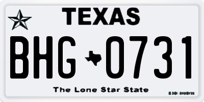 TX license plate BHG0731