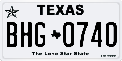 TX license plate BHG0740