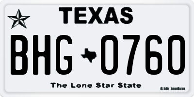 TX license plate BHG0760