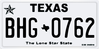 TX license plate BHG0762